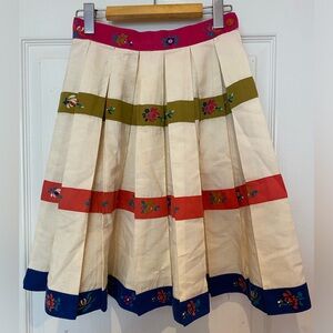 Junior House Milwaukee block-printed cotton pleated skirt